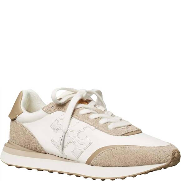 NEW TORY BURCH women's destiny low-top trainer sneaker in white purity avola